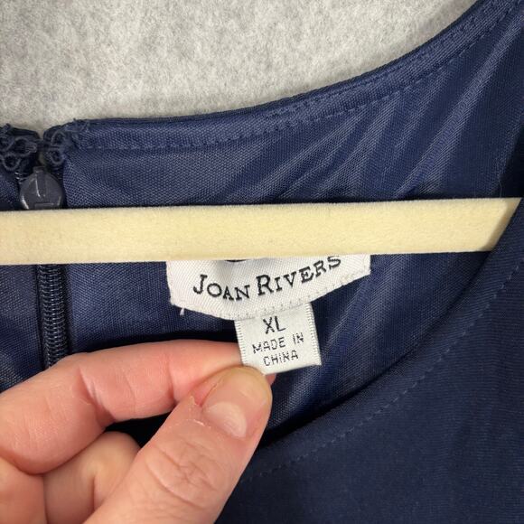 Joan Rivers Dress XL Navy Knee Knit Slinky Stretch Capsule Career Church Office - Picture 4 of 13